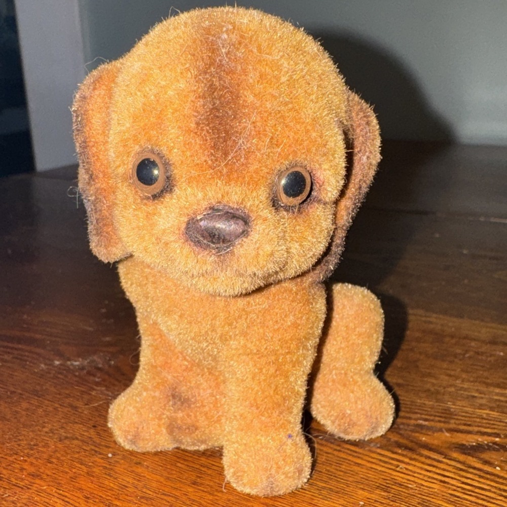 Josef Originals Flocked Brown Puppy Dog  Resin Animal Figurine Vintage
